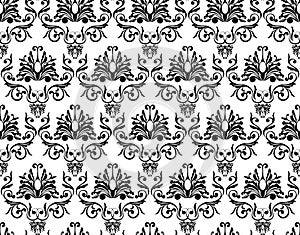 Monochrome damask wallpaper