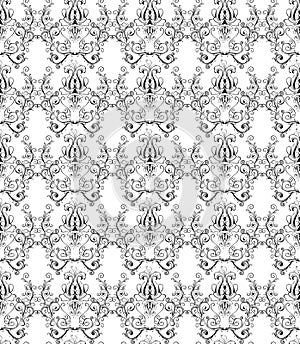 Monochrome damask wallpaper