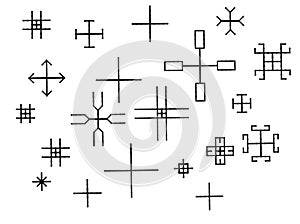 Monochrome Digital Drawings of Ornate Crosses
