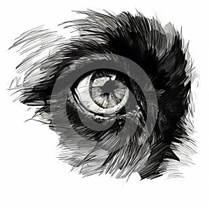 Monochrome Dog Eye: A Dark And Expressive Sketch In The Style Of Kerem Beyit