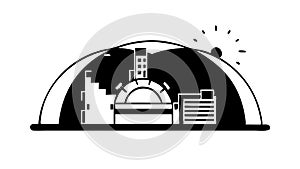 Monochrome Dome Structure and Architectural Vision, vector design Generative AI