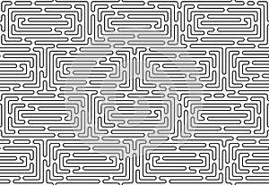 Monochrome doodle art deco abstract seamless background with stroke line.