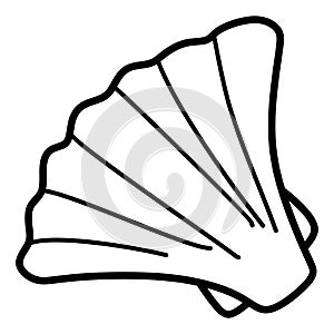 Monochrome Doodle black and white Sea Shell silhouette, Seashell ink Line art sketch. Isolated Vector illustration of Hand drawn