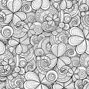 Monochrome Doodle St Patrick`s Day Seamless Pattern