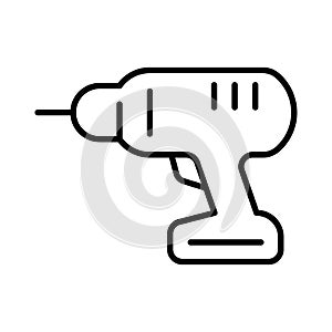 Monochrome electric screwdriver, power drill icon vector illustration repair construction work