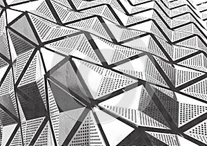 Monochrome engraved effect geometric angular architectural modern abstract