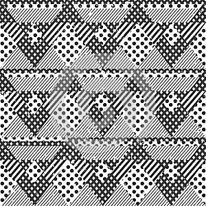 Monochrome fabric seamless pattern with grunge effect