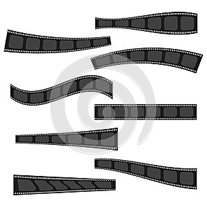 Monochrome flat cinema video tapes frames and ribbons collection