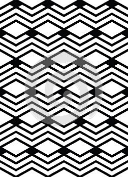Monochrome geometric art seamless pattern, vector mosaic