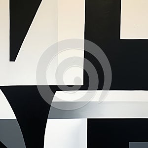 Monochrome Geometric Painting With Solid Number 14 - Abstract Art