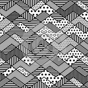 Monochrome geometric patchwork pattern