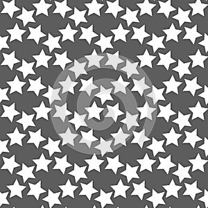 Monochrome geometric seamless vector pattern with stars