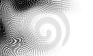 Monochrome gradient halftone dots background. Vector illustration. Abstract grunge dots on white background