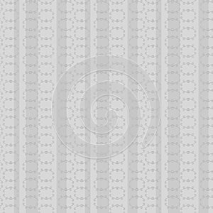 Monochrome gray seamless vector retro pattern with lines of rhombuses and curls vertical stripes light calm background scrapbookin