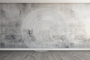 Monochrome grey empty room with light from window in modern house. Wall scene mockup for showcase. Textured painted wall copyspace