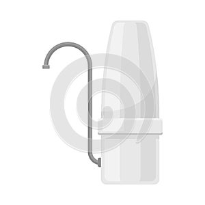 Monochrome Grey Portable Water Filter Flat Vector Illustration