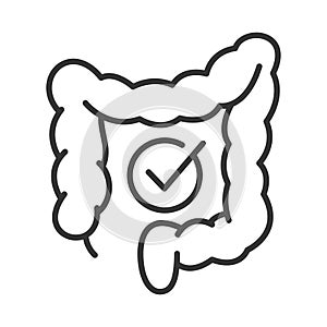 Monochrome healthy intestines line icon vector illustration. Simple internal organ, digestive tract