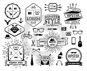 Monochrome hipster modern line logo set