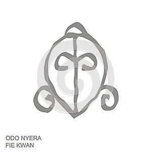 monochrome icon with Adinkra symbol Odo Nyera Fie Kwan photo