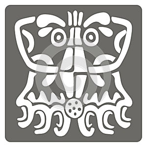 Monochrome icon with American Indians art and ethnic ornaments