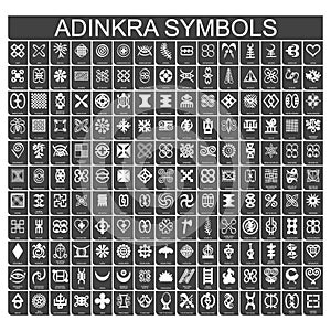 monochrome icons with adinkra symbols