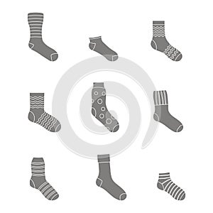 monochrome icons set with socks