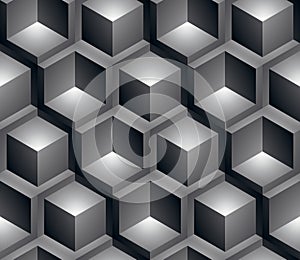 Monochrome illusive abstract geometric seamless pattern, 3d photo