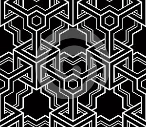 Monochrome illusory abstract geometric seamless pattern