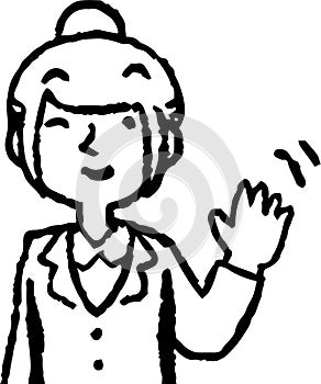 Monochrome Illustration of a job-hunting girl student face and pose