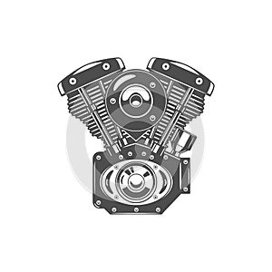 Monochrome Illustration of motorcycle engine