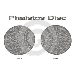 Monochrome illustration with Phaistos disc