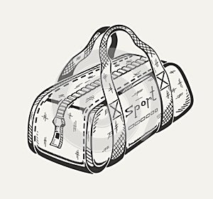 Monochrome illustration of sports bag