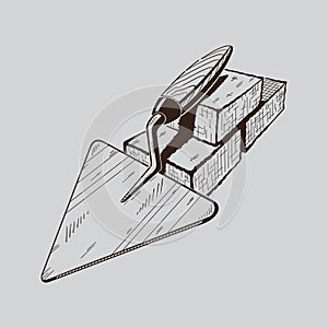 It is monochrome illustration of trowel