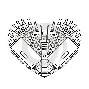 Monochrome illustration of vaporizer