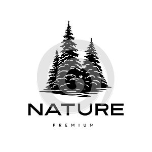 Monochrome illustration with a wild spruce logo on a white background