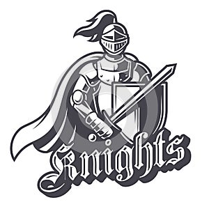 Monochrome knight sport logo