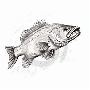 Monochrome Largemouth Bass Fishing Vector Design