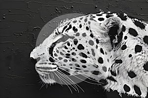 Monochrome Leopard Essence: Linocut Style Artistry. Concept Nature-inspired Art, Printmaking