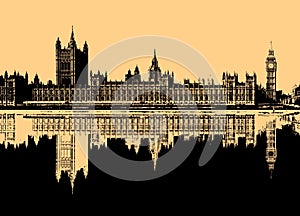 Illustration of Houses of Parliament in London photo