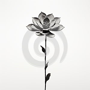 Monochrome Lotus Flower Sculpture: Dark Silver And Light Black