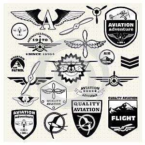 Monochrome Mega Set of the theme aviation