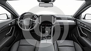 Monochrome Modern Car Interior and Dashboard