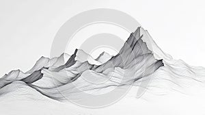 Monochrome Mountain Range Pointalism Illustration