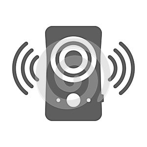 Monochrome music speaker icon vector illustration. Simple logo audio box sound bass system