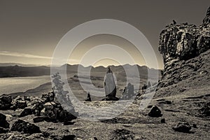 Monochrome Old Man of Storr photo