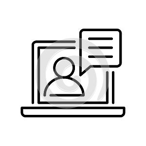 Monochrome online mentoring icon vector illustration distance teaching coaching training education