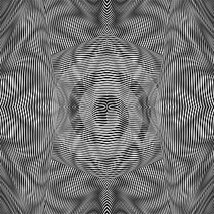 Monochrome ornamental geometric seamless pattern with optical illusion.