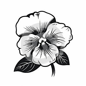 Monochrome Pansy Flower Vector Illustration On White Background