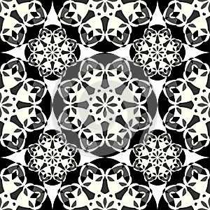 Monochrome pattern vintage ethnic ornament on a black background vector illustration