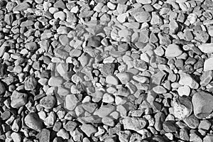 Monochrome pebbled beach